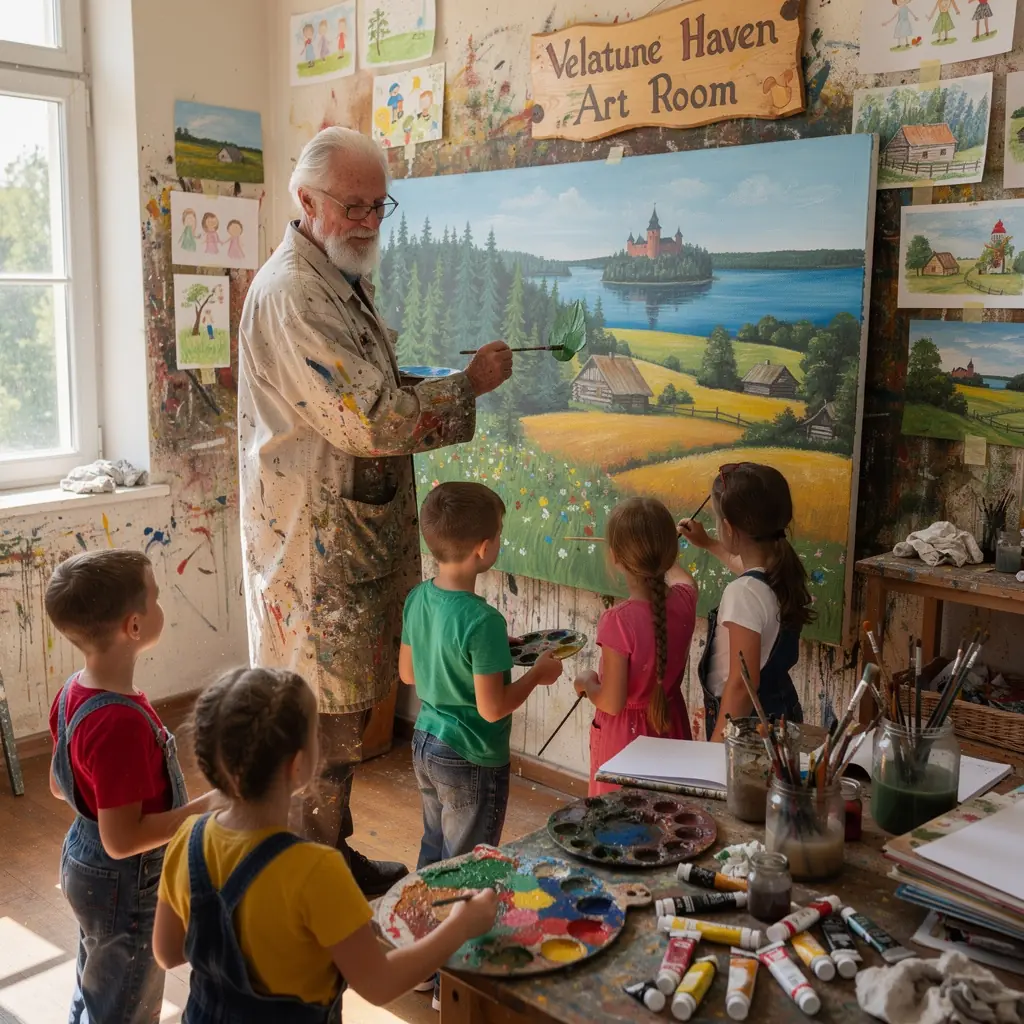 Vaikai dalyvauja edukacinėse veiklose natūralioje aplinkoje.
